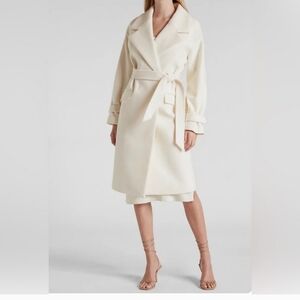 NEW EXPRESS SWAN BELTED WRAP FRONT COAT SZ XS